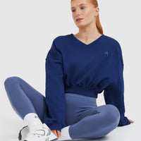 All Day Lightweight Oversized V-Neck Sweatshirt | Midnight
