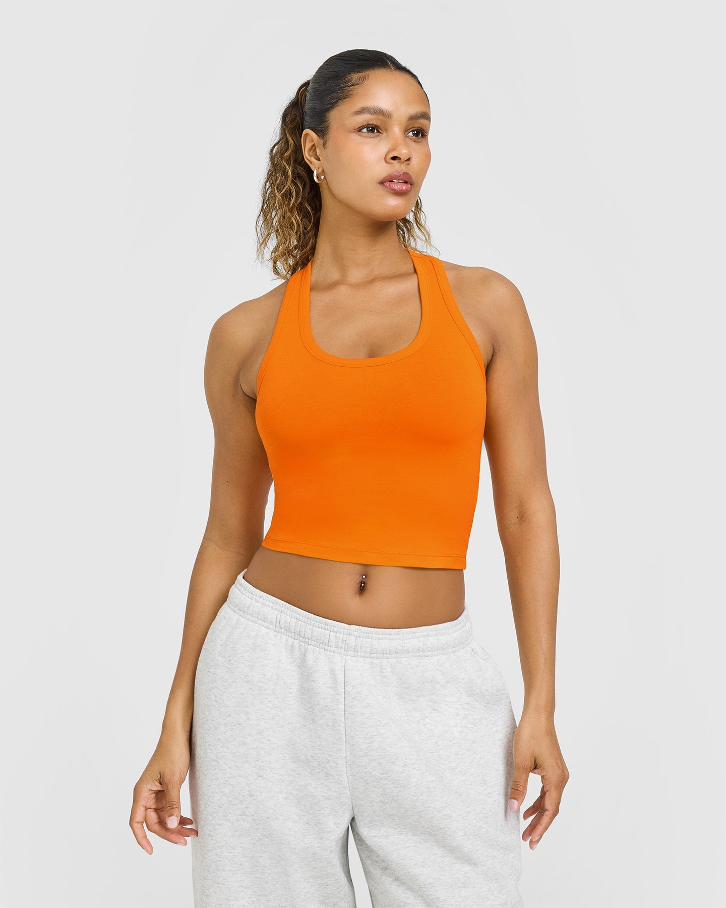 Cotton Fitted Mid Vest | Flame Orange