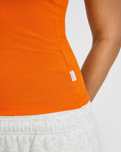 Cotton Fitted Vest | Flame Orange