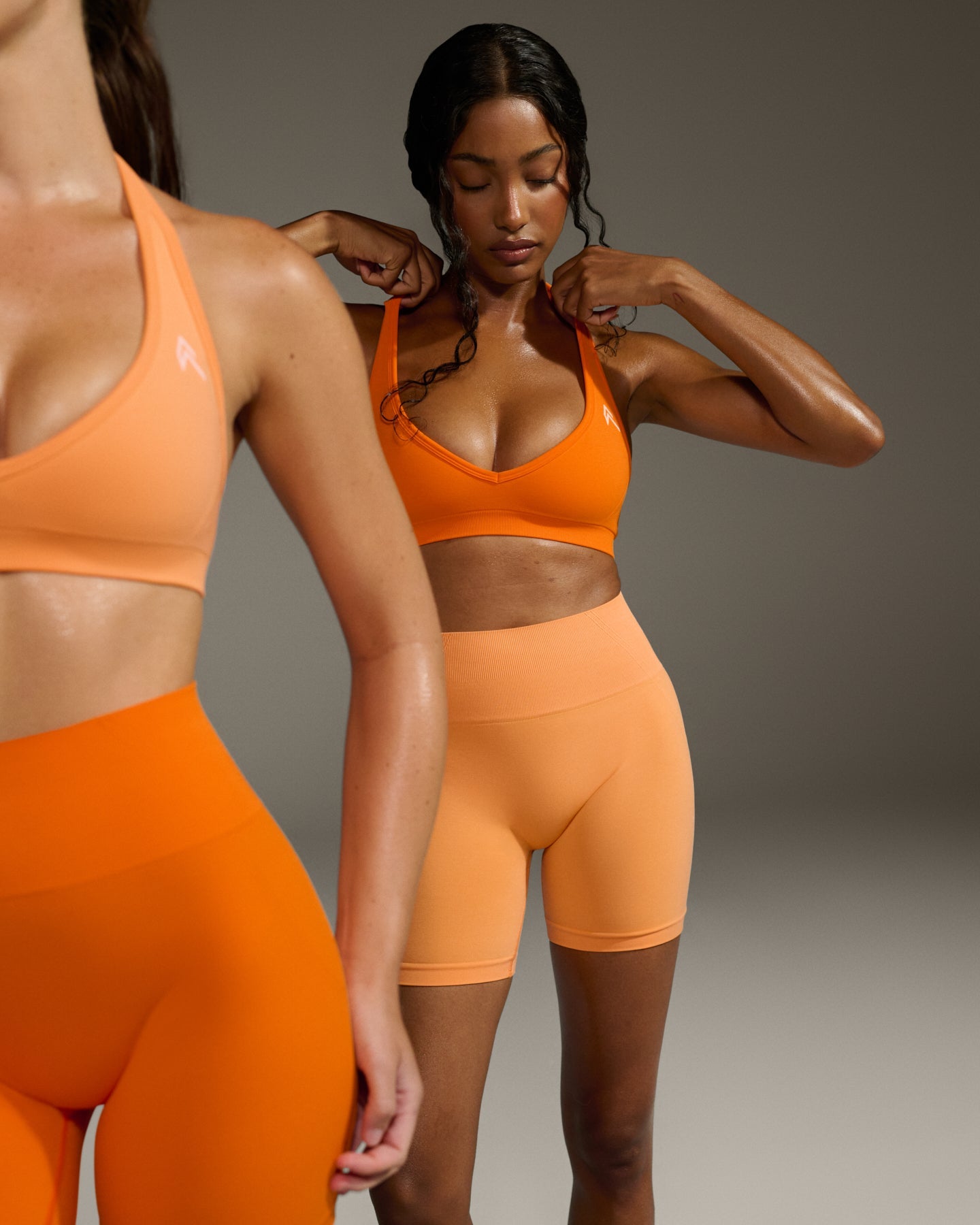 Effortless Seamless Halter Neck Sports Bra | Flame Orange