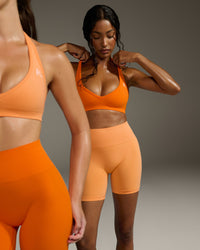 Effortless Seamless Halter Neck Sports Bra | Flame Orange