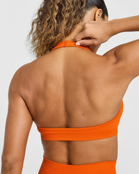 Effortless Seamless Halter Neck Sports Bra | Flame Orange