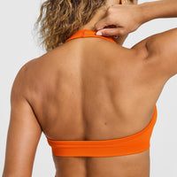 Effortless Seamless Halter Neck Sports Bra | Flame Orange