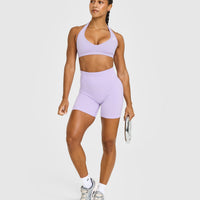 Effortless Seamless Halter Neck Sports Bra | Lavender Purple