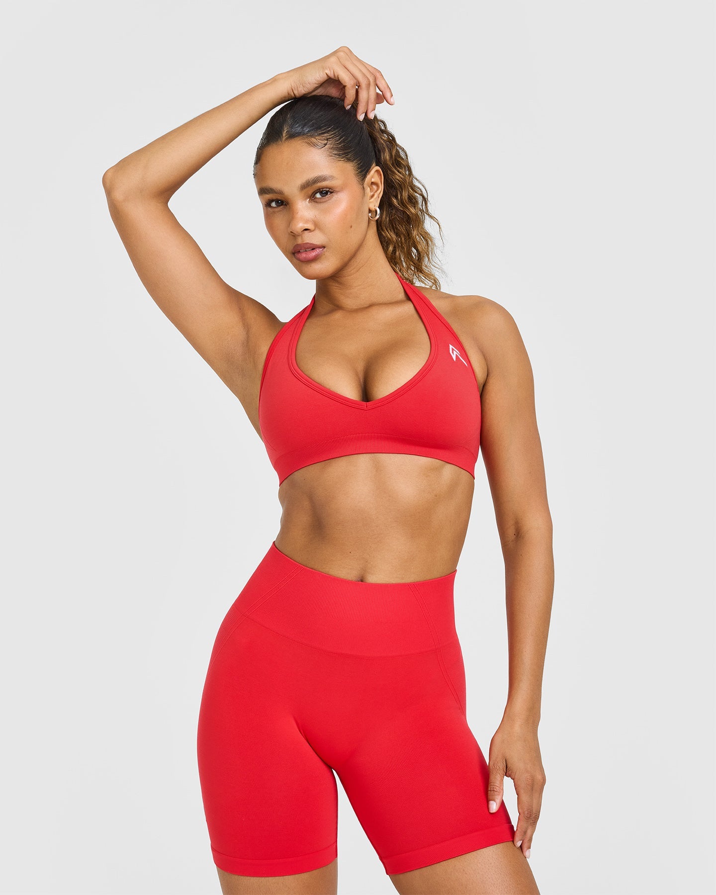 Effortless Seamless Halter Neck Sports Bra | Muscle Mommy Red
