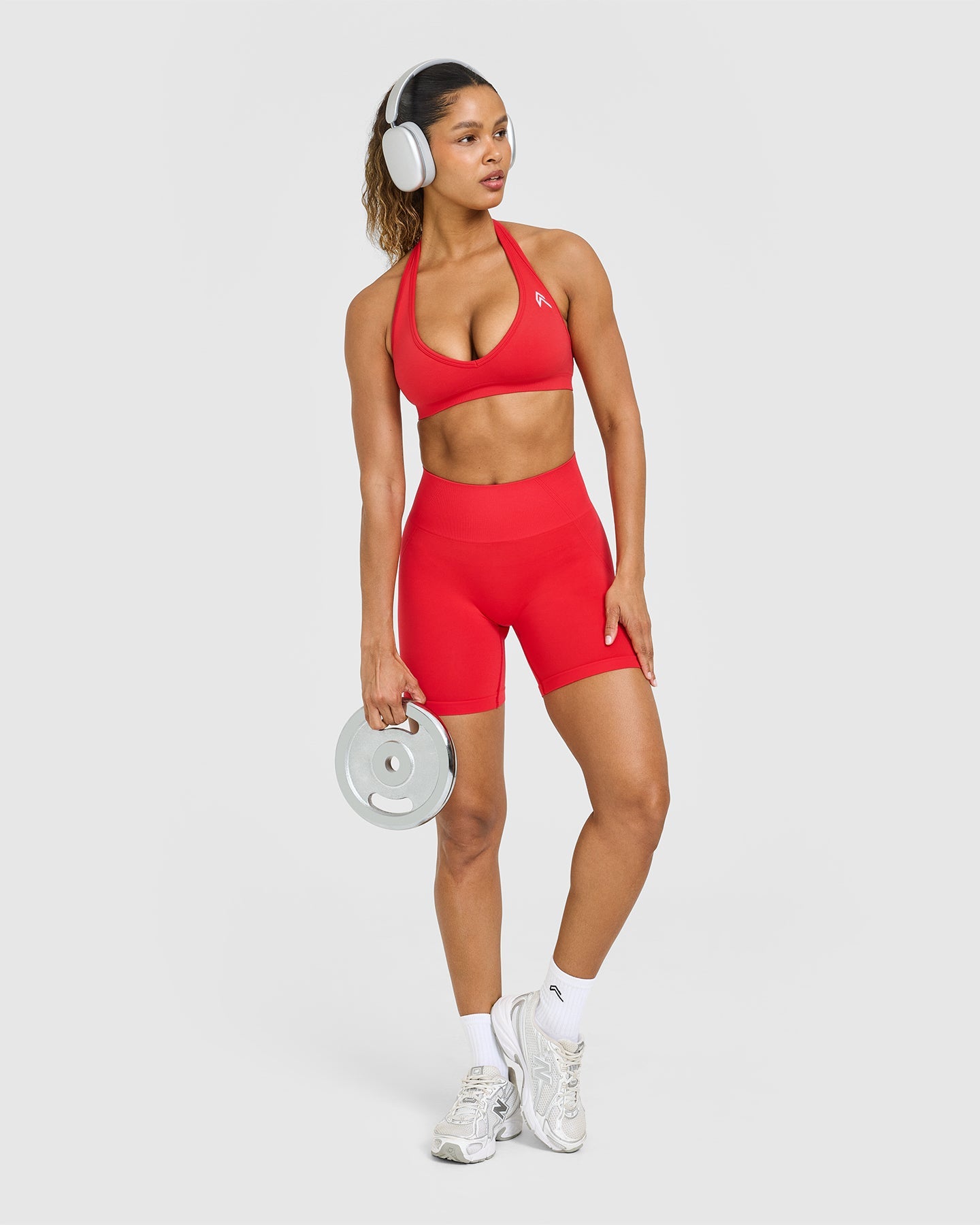 Effortless Seamless Halter Neck Sports Bra | Muscle Mommy Red