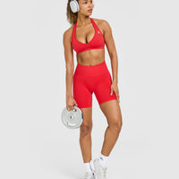 Effortless Seamless Halter Neck Sports Bra | Muscle Mommy Red