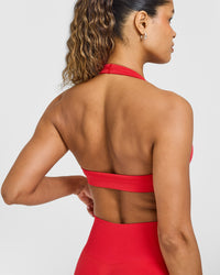 Effortless Seamless Halter Neck Sports Bra | Muscle Mommy Red