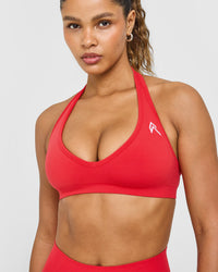 Effortless Seamless Halter Neck Sports Bra | Muscle Mommy Red