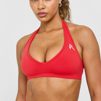 Effortless Seamless Halter Neck Sports Bra | Muscle Mommy Red