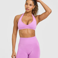 Effortless Seamless Halter Neck Sports Bra | Orchid Purple