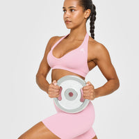 Effortless Seamless Halter Neck Sports Bra | Petal Pink