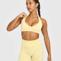 Effortless Seamless Halter Neck Sports Bra | Sherbert Yellow