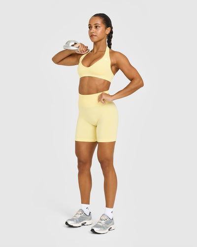Effortless Seamless Halter Neck Sports Bra | Sherbert Yellow