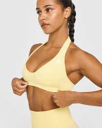 Effortless Seamless Halter Neck Sports Bra | Sherbert Yellow