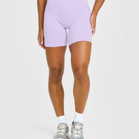 Effortless Seamless Shorts with White Logo | Lavender Purple