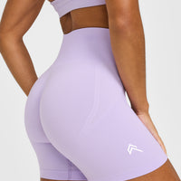 Effortless Seamless Shorts with White Logo | Lavender Purple