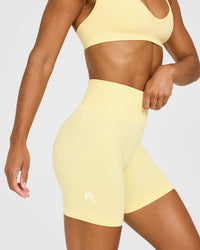 Effortless Seamless Shorts with White Logo | Sherbert Yellow