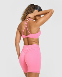 Unified Micro Bralette White Logo | Peony Pink