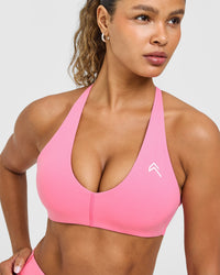 Unified Micro Bralette White Logo | Peony Pink