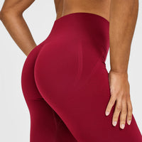 Effortless Seamless Leggings with White Logo | Claret Red