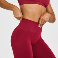 Effortless Seamless Leggings with White Logo | Claret Red