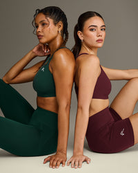 Effortless Seamless Shorts with White Logo | Rosewood