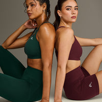 Effortless Seamless Shorts with White Logo | Rosewood