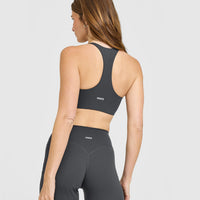 SoftMotion™ Sports Bra with White Logo | Coal