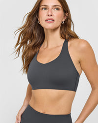 SoftMotion™ Sports Bra with White Logo | Coal