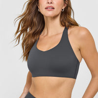 SoftMotion™ Sports Bra with White Logo | Coal
