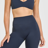 SoftMotion™ High Waisted Leggings with White Logo | True Blue