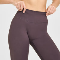 SoftMotion™ High Waisted Leggings with White Logo | Dark Umber Brown