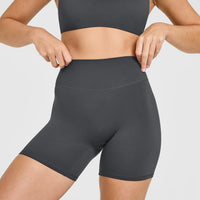 SoftMotion™ High Waisted Shorts 6" with White Logo | Coal
