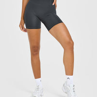 Timeless High Waisted Shorts with White Logo | Coal