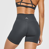 Timeless High Waisted Shorts with White Logo | Coal