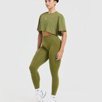 Classic Oner Graphic Crop Lightweight T-Shirt | Olive Green