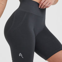 Effortless Seamless Cycling Shorts with White Logo | Coal