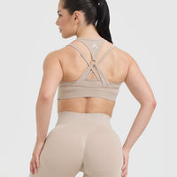 Effortless Seamless Layered Sports Bra | Mushroom Brown