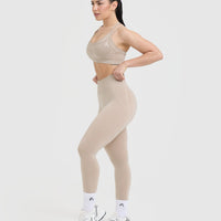 Effortless Seamless Layered Sports Bra | Mushroom Brown