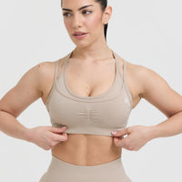 Effortless Seamless Layered Sports Bra | Mushroom Brown