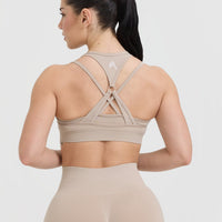 Effortless Seamless Layered Sports Bra | Mushroom Brown
