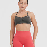 Effortless Strappy Bralette with White Logo | Deep Taupe