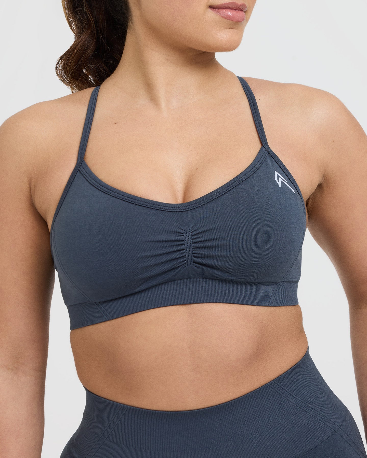 Effortless Strappy Bralette with White Logo | True Blue