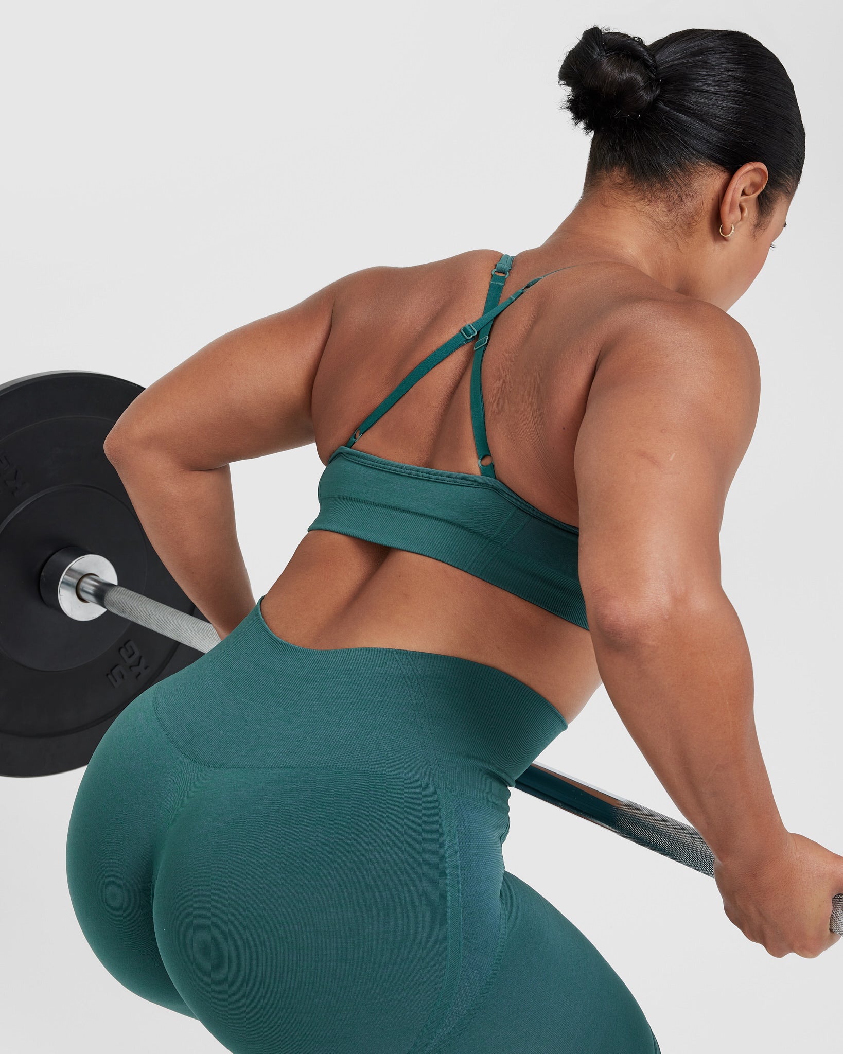 Effortless Strappy Bralette with White Logo | Marine Teal