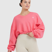 All Day Lightweight Oversized V-Neck Sweatshirt | Amplify Pink