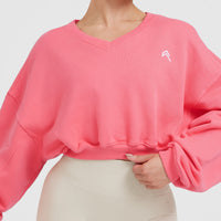 All Day Lightweight Oversized V-Neck Sweatshirt | Amplify Pink