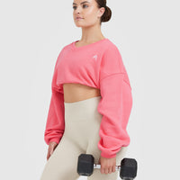 All Day Lightweight Oversized V-Neck Sweatshirt | Amplify Pink