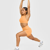 Effortless Seamless Shorts with White Logo | Powdered Orange