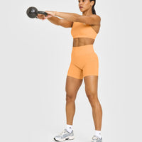 Effortless Seamless Shorts with White Logo | Powdered Orange